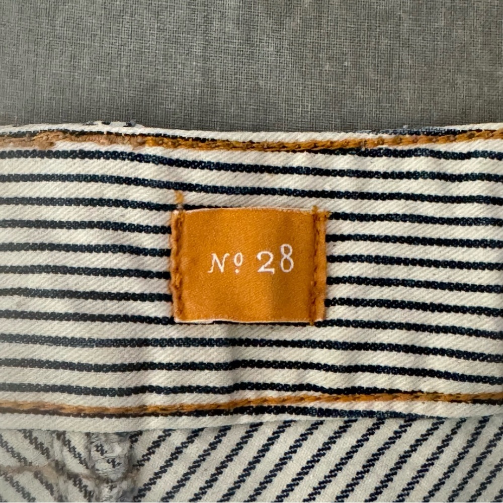 PILCRO Anthropologie Railroad Stripe Denim Skirt A-Line Blue and White Size 28 - Picture 4 of 16